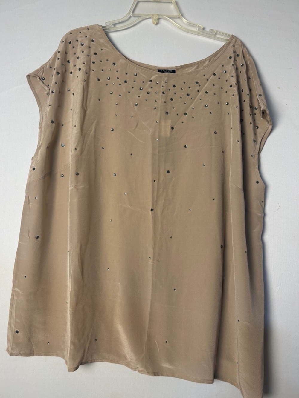 TALBOTS WOMEN’S BEADED RHINESTONE BLING BLOUSE 100%SILK SZ 3X